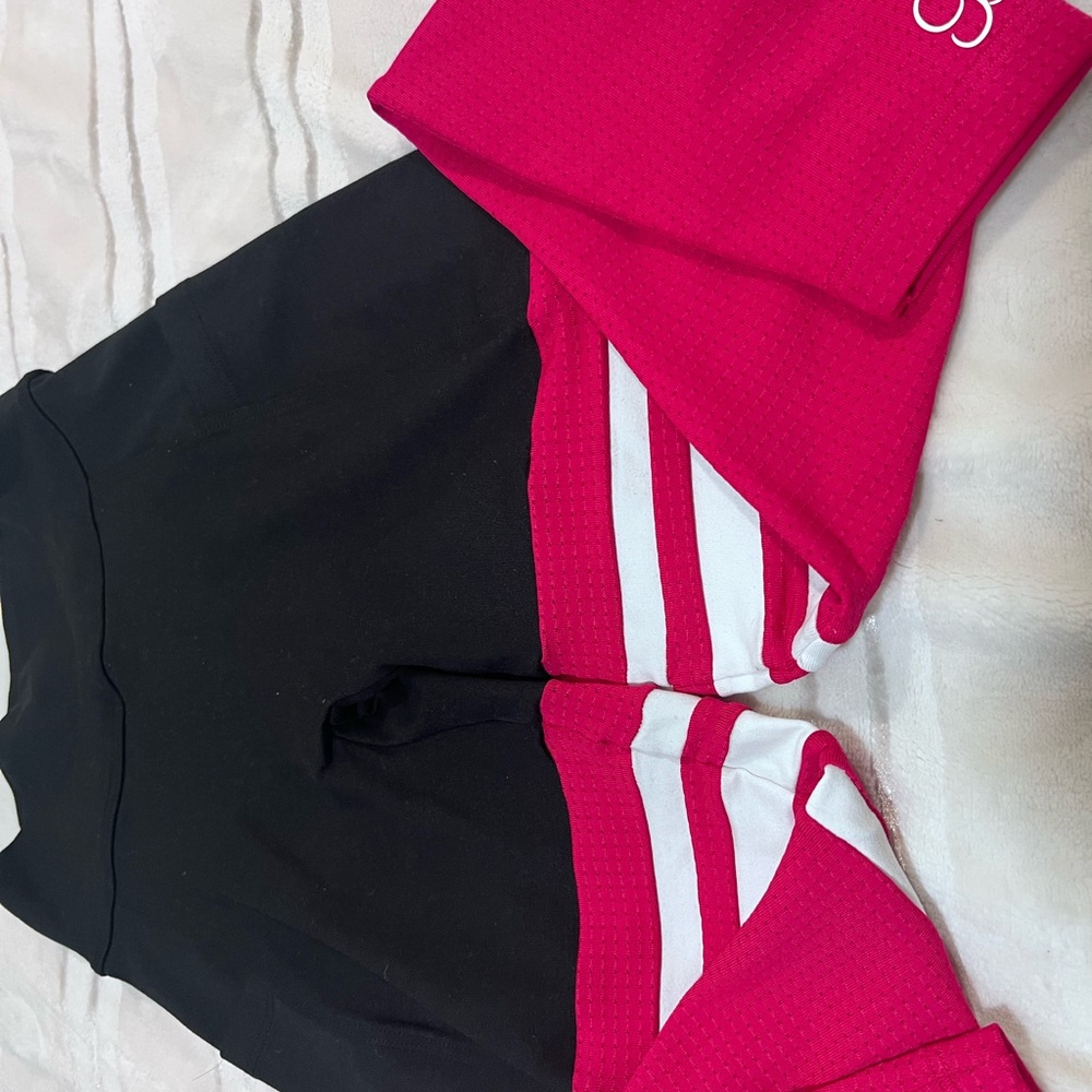 Bombshell Sportswear Black and Pink Striped Leggings